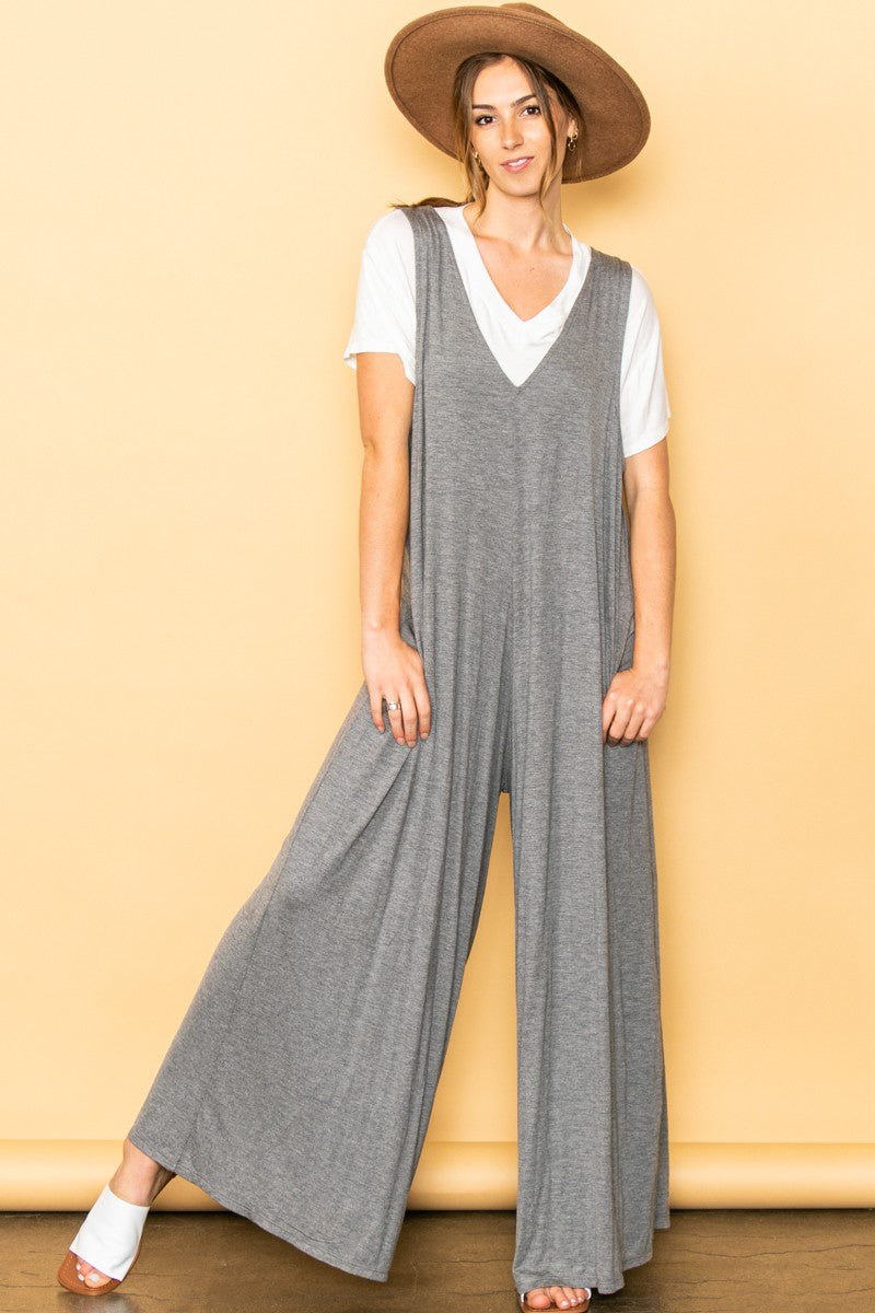 Wideleg Jumpsuit with Side Pockets