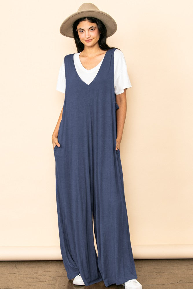 Wideleg Jumpsuit with Side Pockets