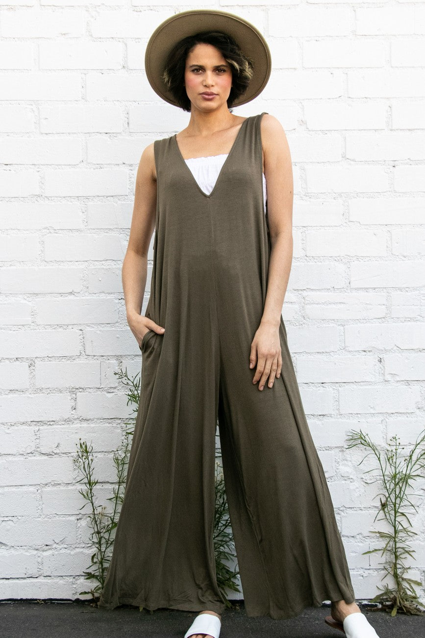 Wideleg Jumpsuit with Side Pockets