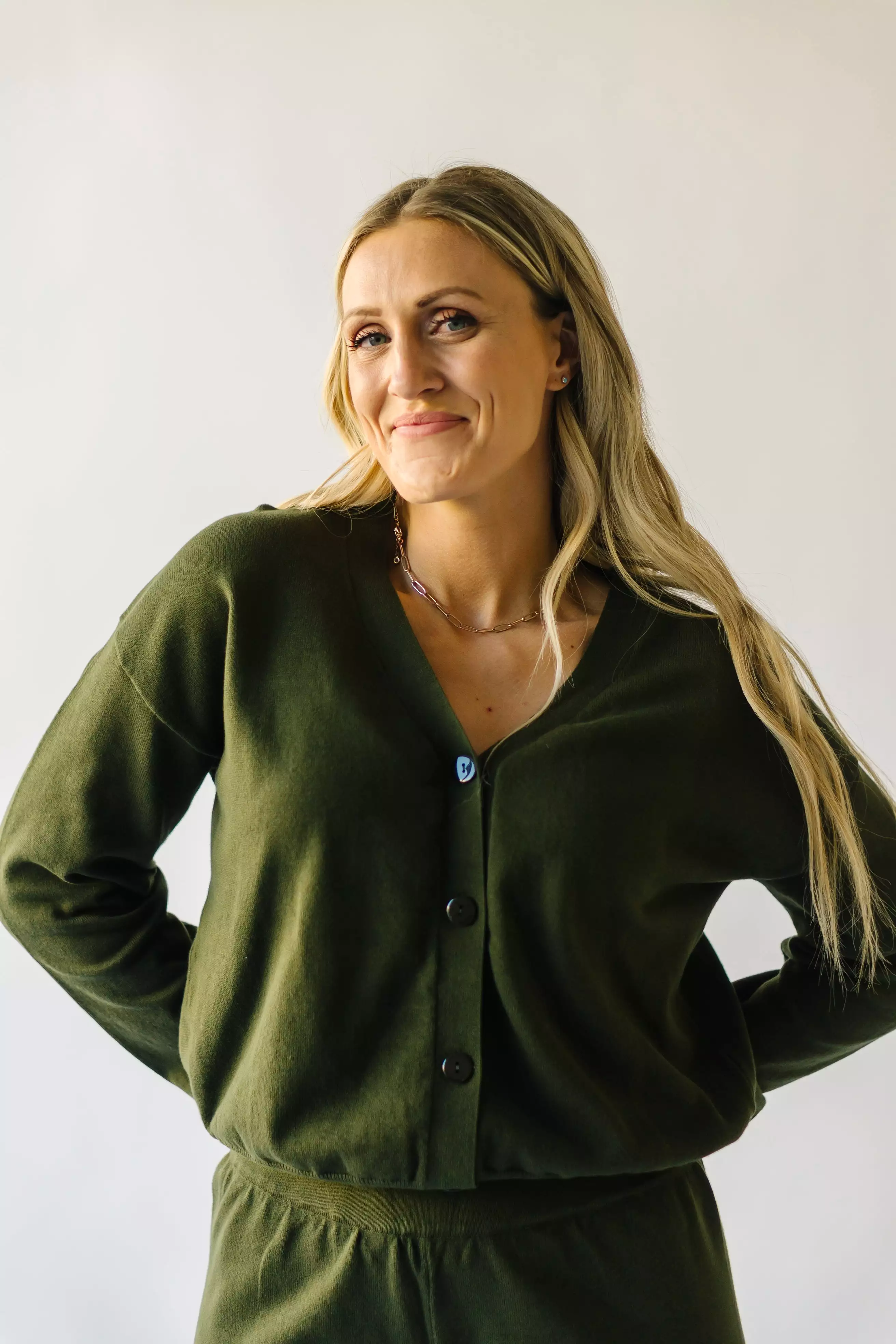 Winona V-Neck Button-Down Sweater - Olive | Shop Now