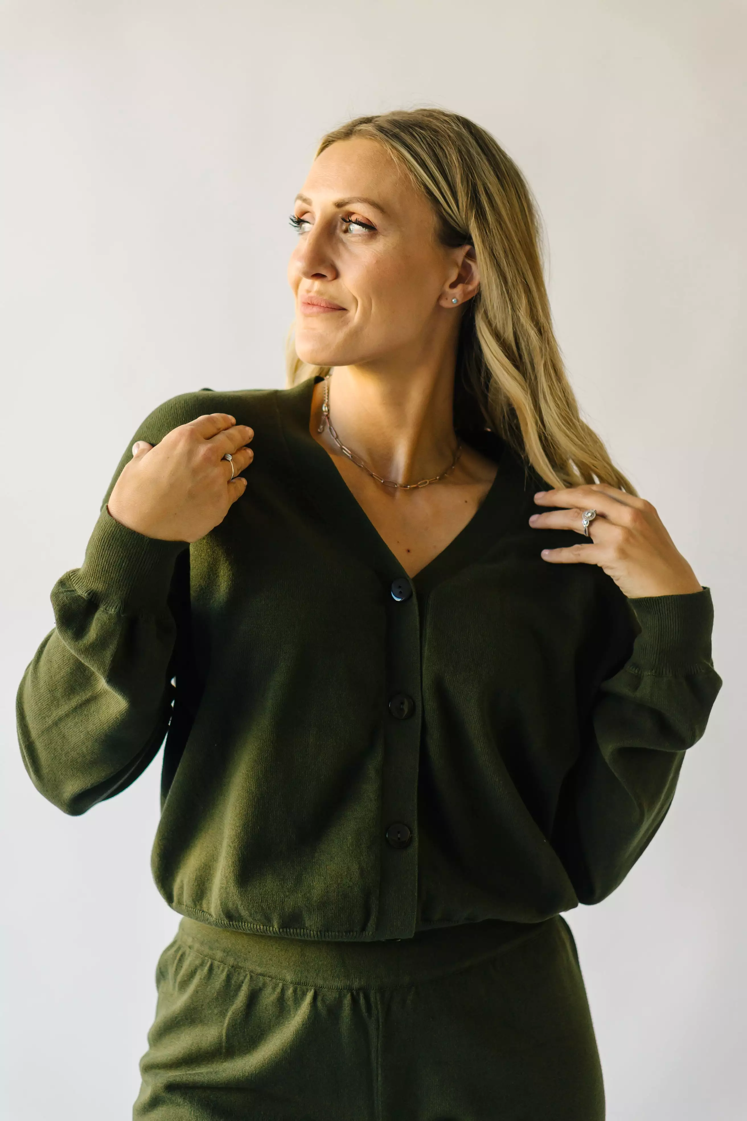 Winona V-Neck Button-Down Sweater - Olive | Shop Now