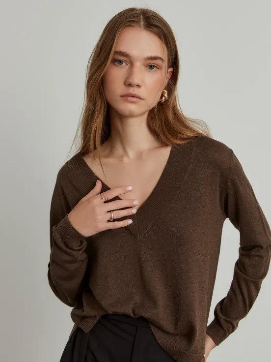 V-neck Wool Blend Sweater