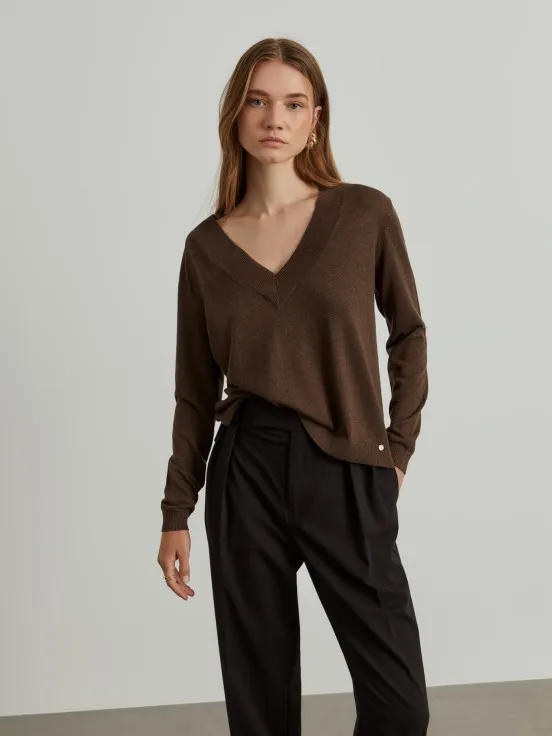 V-neck Wool Blend Sweater