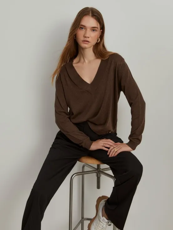 V-neck Wool Blend Sweater